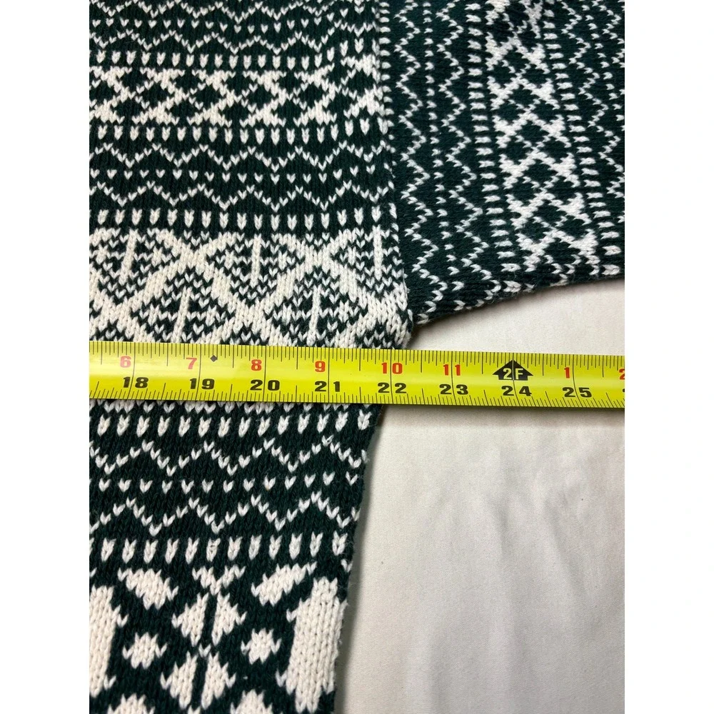 Vtg 90s Eddie‎ Bauer Mens Sweater Fair Geometric Pattern Green White Size M USA - Picture 6 of 7